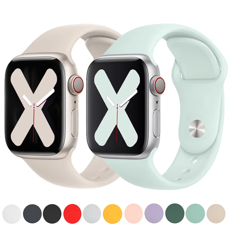 

Silicone Strap For Apple Watch Band 45mm 44mm 40mm 41mm 49mm 46mm 42mm bracelet correa iwatch Series 10 8 9 7 se 3 4 5 6 Ultra 2