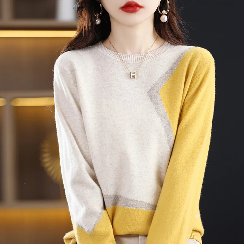 Short 100% Cashmere Sweater Autumn And Winter 2022 New Women\'s Round Neck Korean Western Style Knitted Base