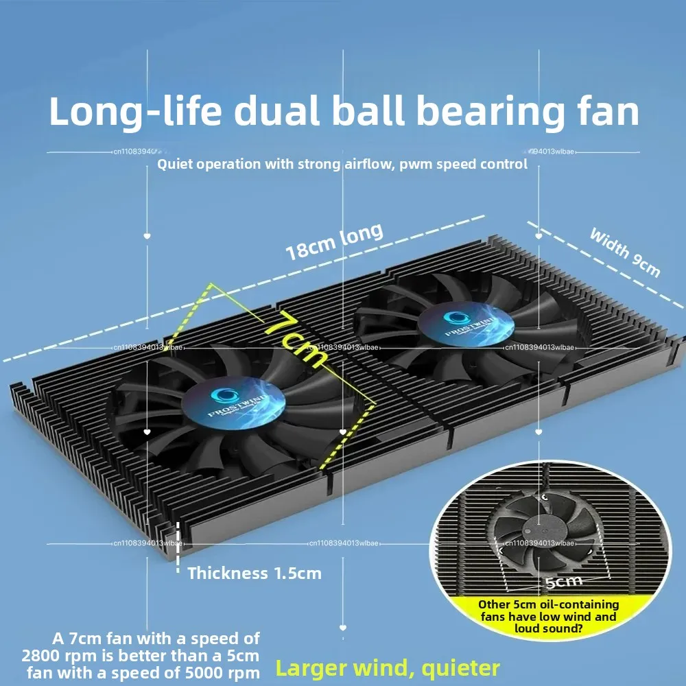 GPU Backplate Heatsink Cooling Fan for RTX 3090 3080 3070, VRAM Memory Cooler