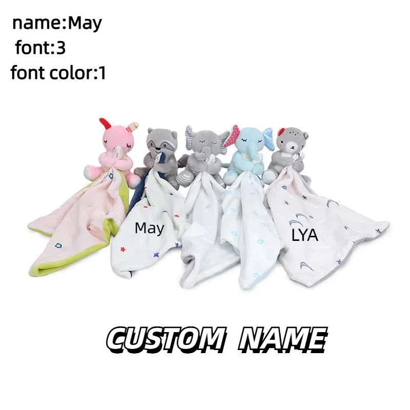 Name Personalized Baby First Comforter Sensory Security Blanket Accessories Newborn Towel Toy Custom Blanket Embroidered Gift