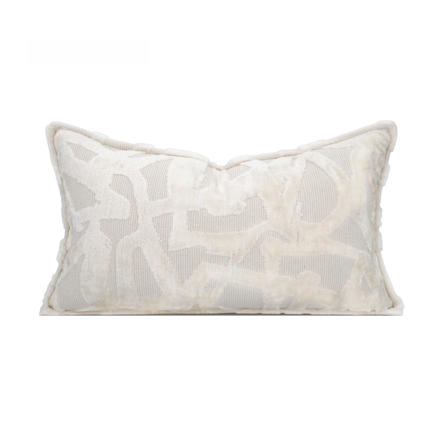

Luxury Home Plant 3D Relief Sofa Pillow Medium Vintage Style Waist Pillow White Beige Customizable Detachable Cover Adult