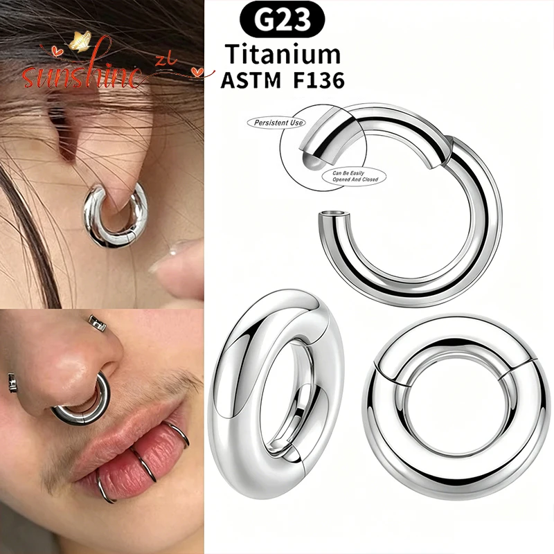 ASTM F136 Titan Großkaliber 4G 6G 8G 10G Einzelner Klappsegment-Creolenring Spiegel Septum Nasenpiercing Anodisiertes Körperpiercing – Detail 4