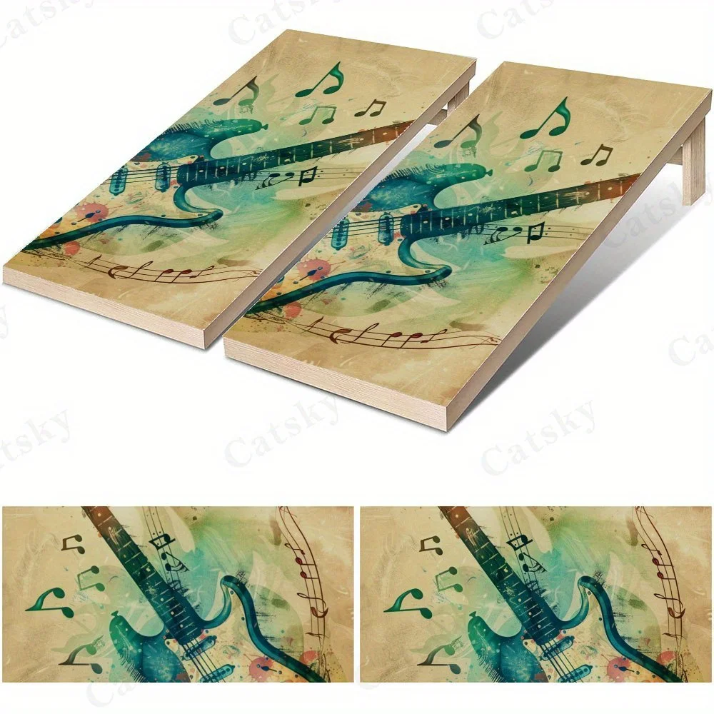 

Colorful Guitar and Notes,Music - Themed Art,Musical Decor,High Value! 2D Flat Vinyl Sandboard Stickers - Bubble-Free, Easy Appl