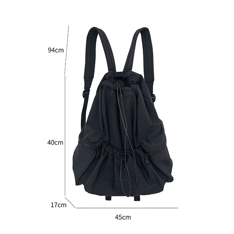 Sacs à dos Wstring de proximité froncés pour femmes, tissu en nylon esthétique, sac à dos léger pour étudiants, sac de voyage féminin, mode