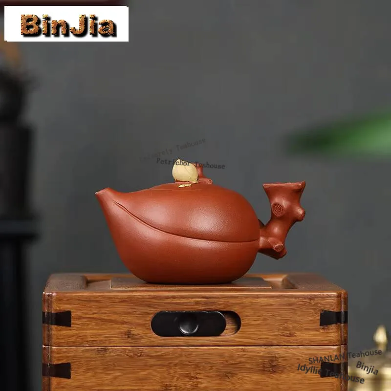 

270ml Creative Yixing Purple Clay Teapots Handmade Birthday Peach Pot Raw Ore Red Qingshui Mud Tea Soaking Kettle Zisha Tea Set