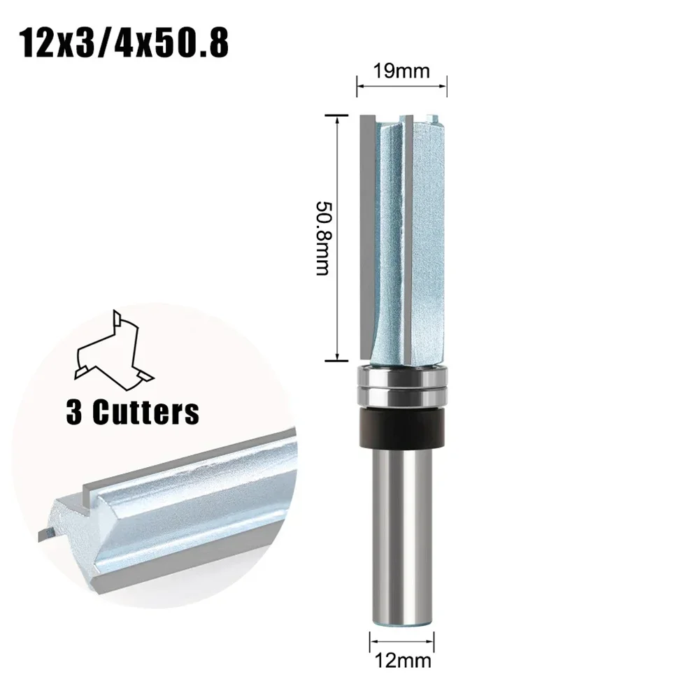 3 Tooth Router Bit 12mm 1/2inch Shank Wood Cutting Carbide Alloy Woodworking