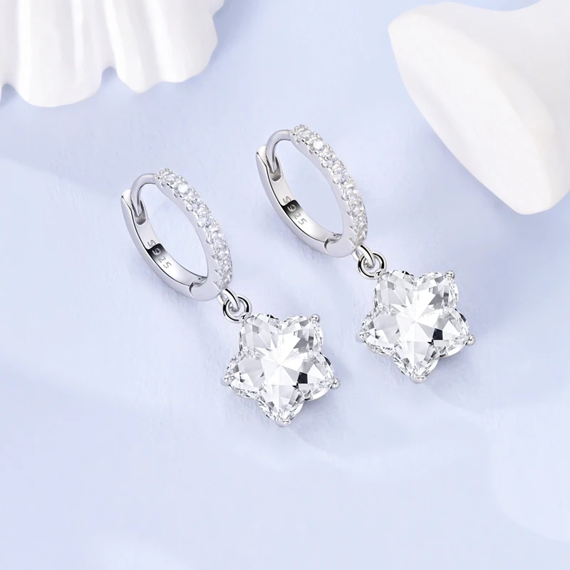 New Earrings For Womens 925 Silver Color Sparkling Zircon Butterfly Unicorn Heart Hoop Earrings Luxury Fine Party Jewelry Gift
