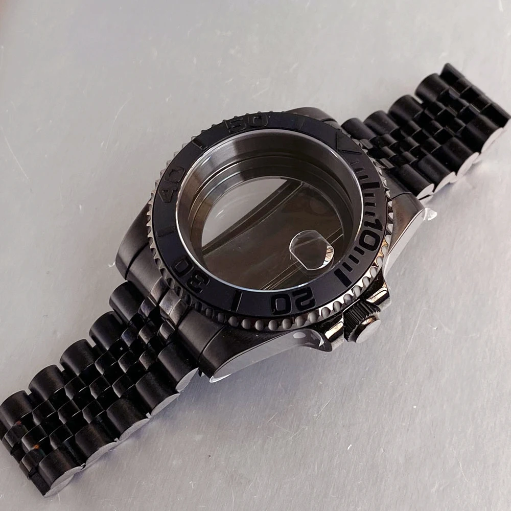 PVD Black 200M Dive Case 40mm Fit NH35 NH36 NH34 GMT ETA 2824 PT5000 Steel Watch Case Steel Bracelet Sapphire Glass Slide Buckle