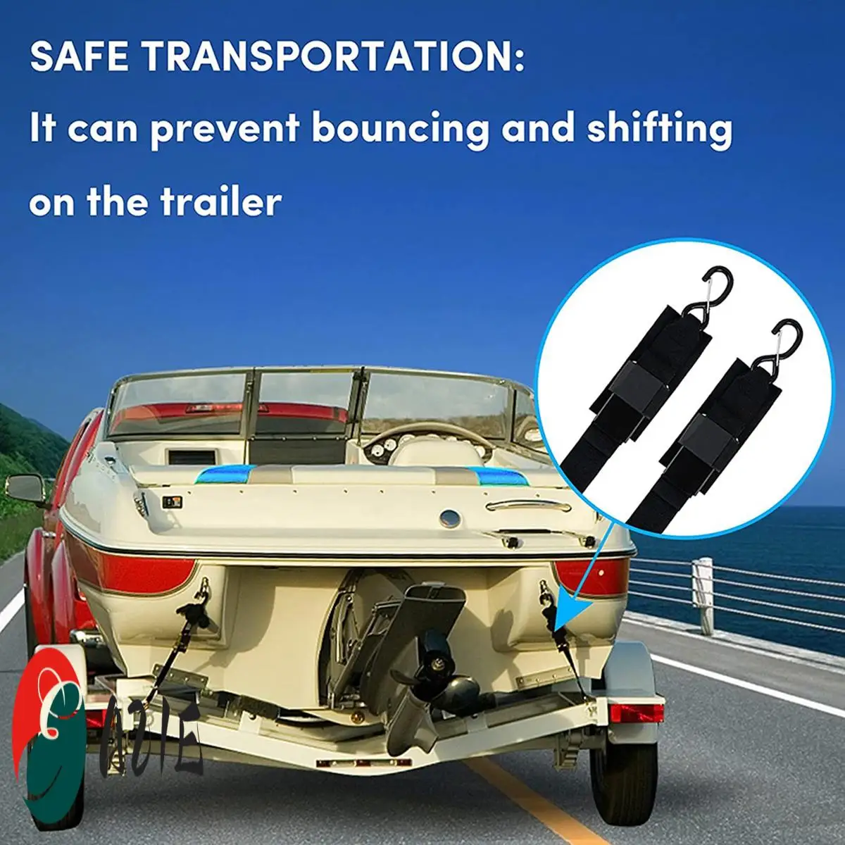 

Комплект из 2 пацевых ремней для прицепа для лодок, регулируемые ремни для транца, 2 дюйма x 4 фута с быстроразъемной пряжкой