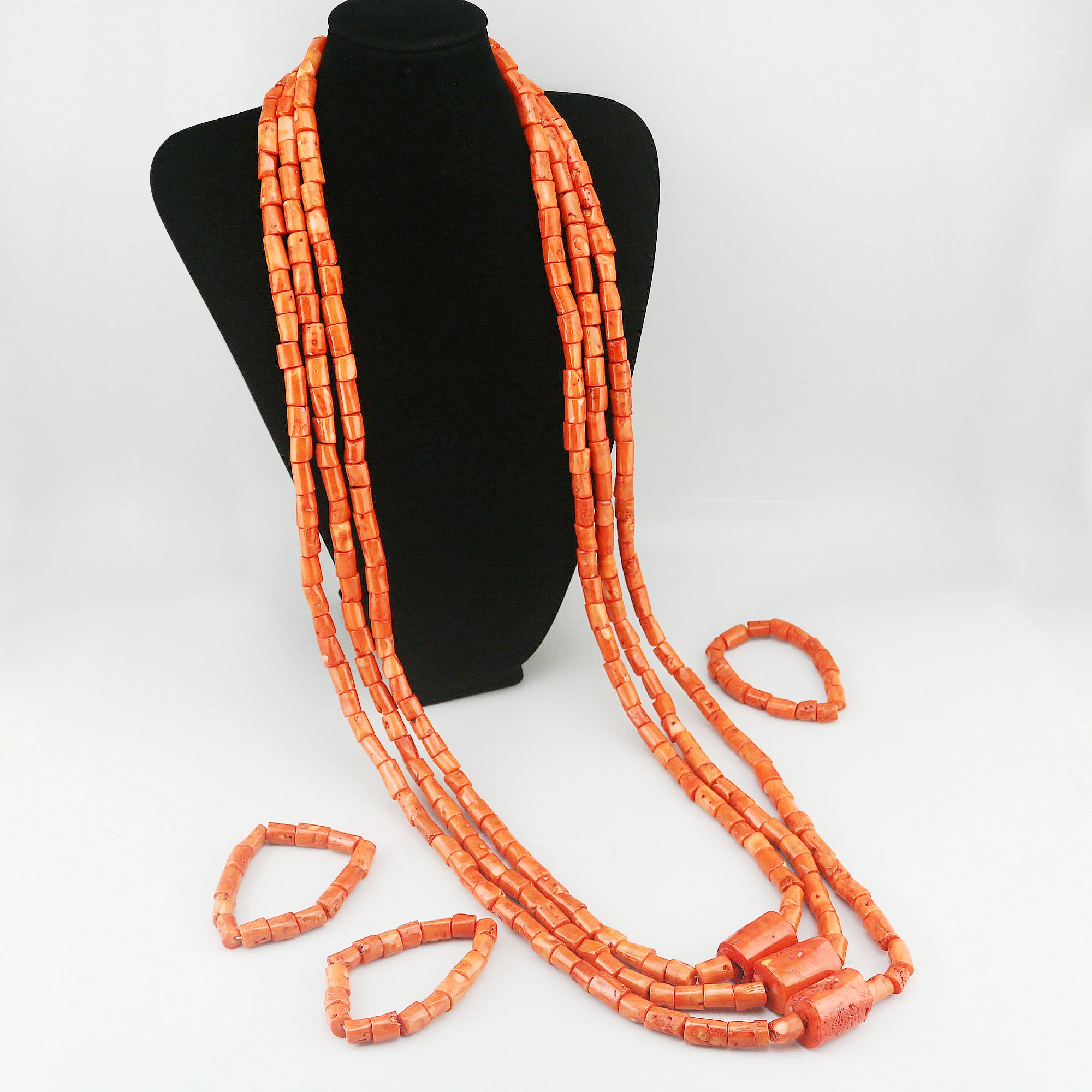 

Fashion Orange Coral African Wedding Bridal Necklace Nigerian Coral Jewelry Set Z5405,1