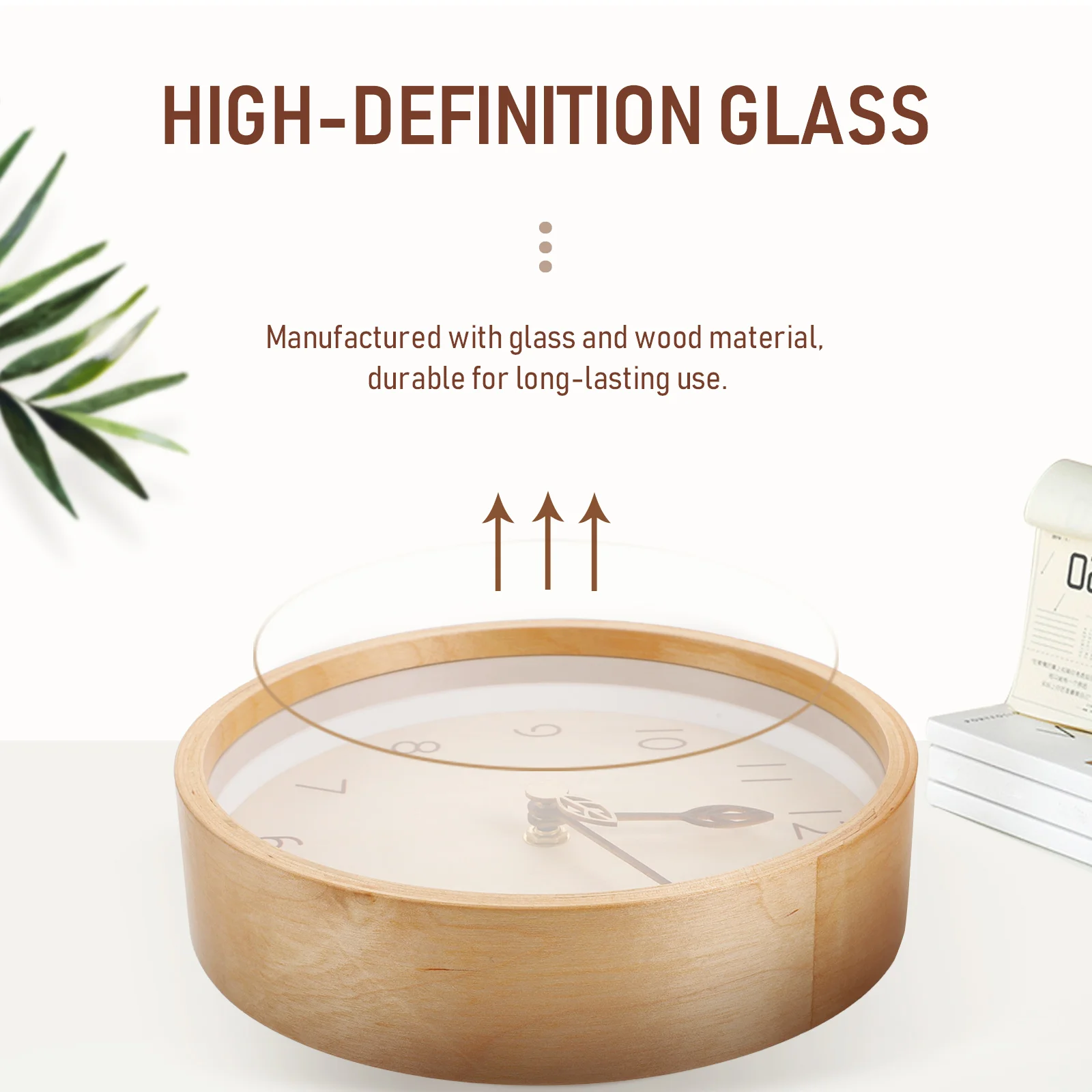 

Log Clock Vintage Table for Living Room Desk Decorative Indoor Tabletop Glass Silent Travel