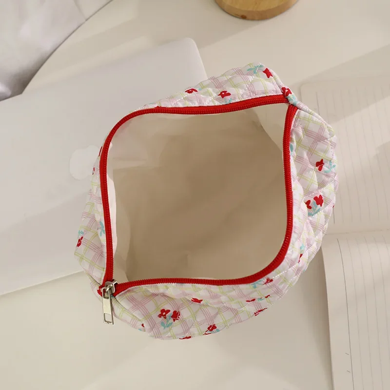 Portable Women Cotton Makeup Bag Cute Small Floral Toiletry Bag Female Handbag Cosmetic Pouch Beauty Case Storage Organizer