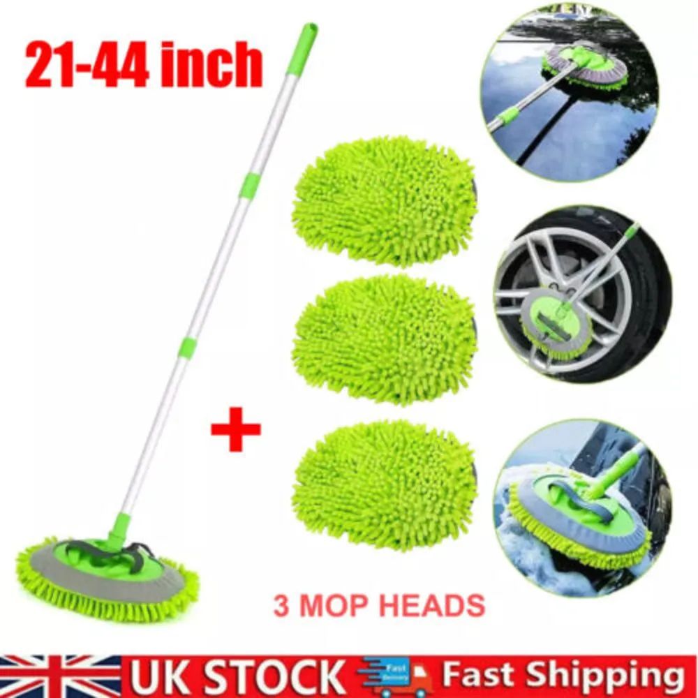 Telescc Car Cleaning Brush Soft Microfiber Wash Kit +3 Mop Heads