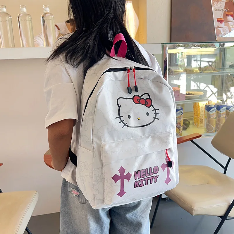 

Cartoon Hello Kitty Student Schoolbag Kawaii Anime KT Cat Large Capacity Backpack Fashion Leisure Travel Shoulders Bag Gifts