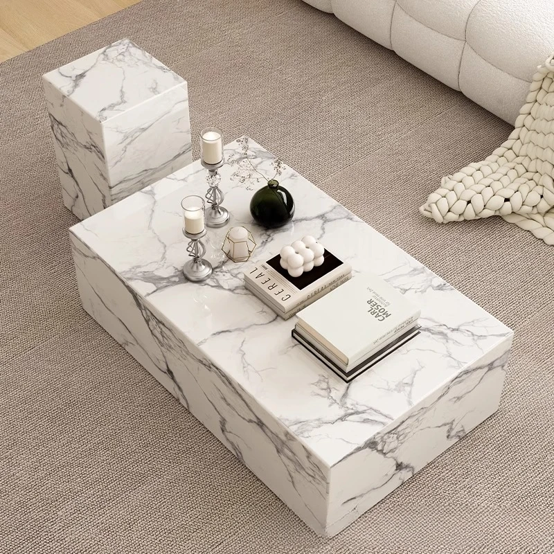 

French style large flower white tea table, quiet wind, internet celebrity, Nordic Instagram, cream style high-end marble coffee