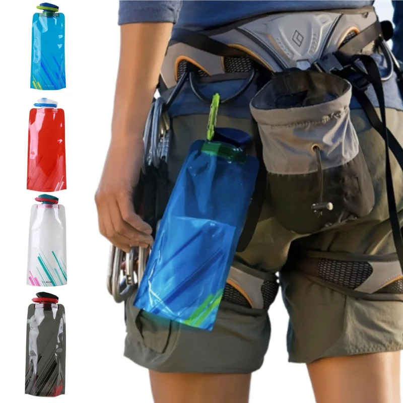 Portable Water Bottle Plastic Water Bag 4 Colors Reusable Leakproof Water Bags For Drinking For Outdoor Sports Camping Equipment