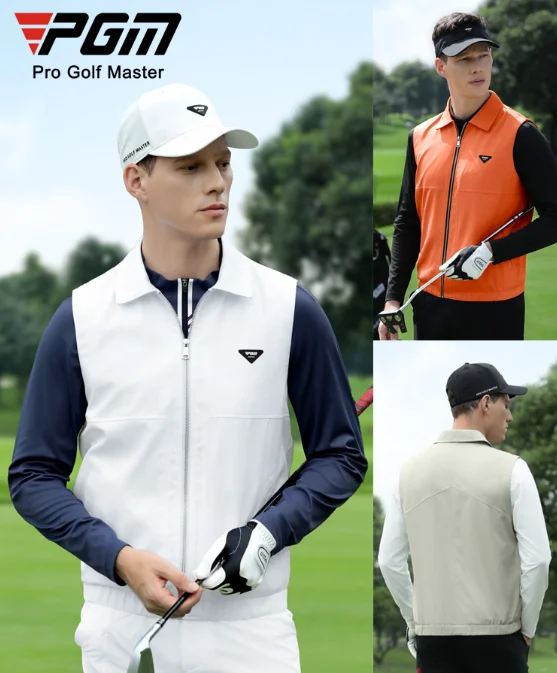 

PGM 2025 Golf Clothing Men's Windproof Collar Autumn and Winter Woven Zipper Clothes Golf Vest Jacket YF815