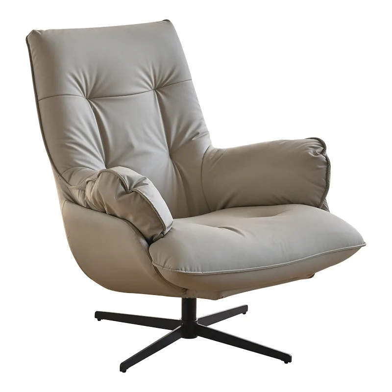 

Italian light luxury single sofa chair, living room balcony rotatable leisure minimalist leather reclining sofa recliner
