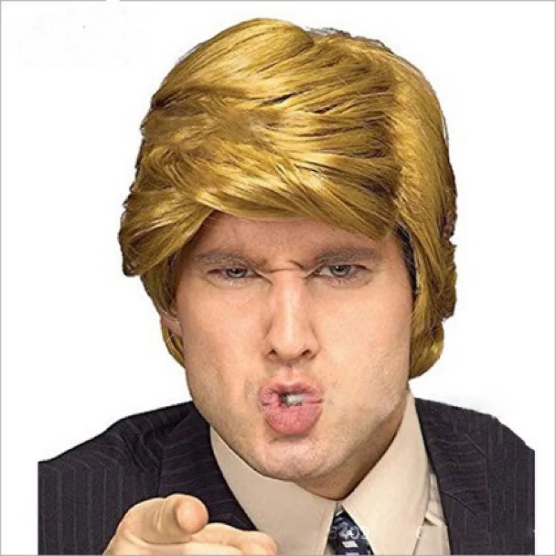 

Europe and American cosplay Wig Hip Hop Punk Rock gold Men's Hair Stage Performance Festival headwear accessories
