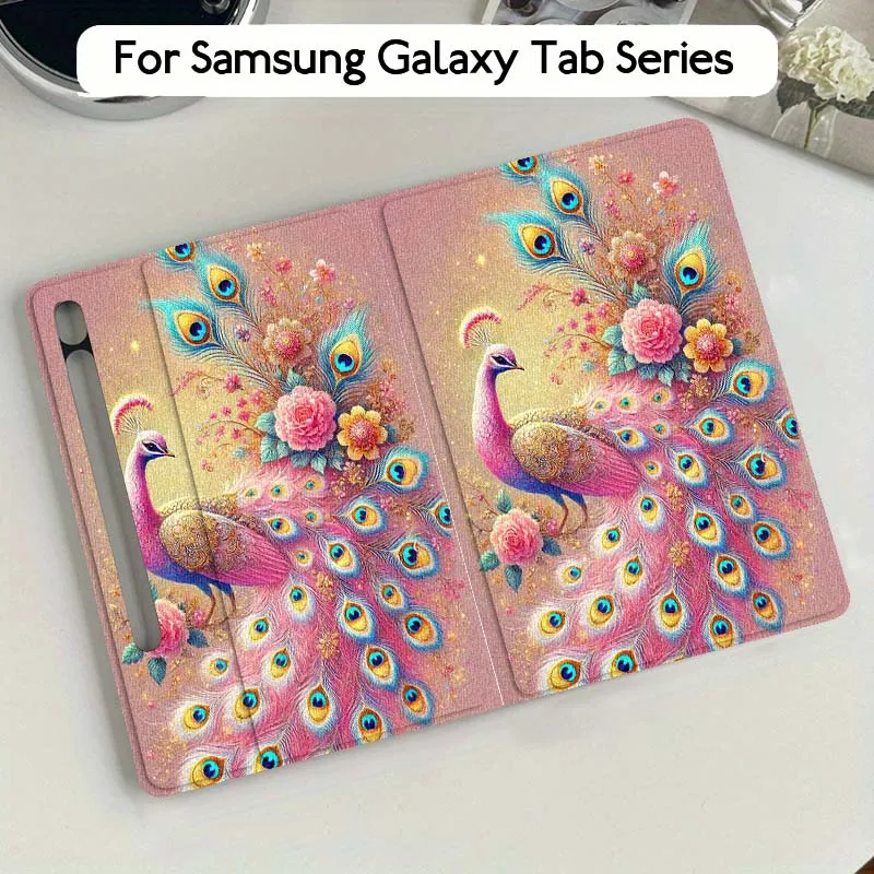 

Sparkling Peacock Flower Art For Samsung Galaxy Tab S10 S9 S8 S7 FE Lite Soft Flexible Support Tablet Case Gift