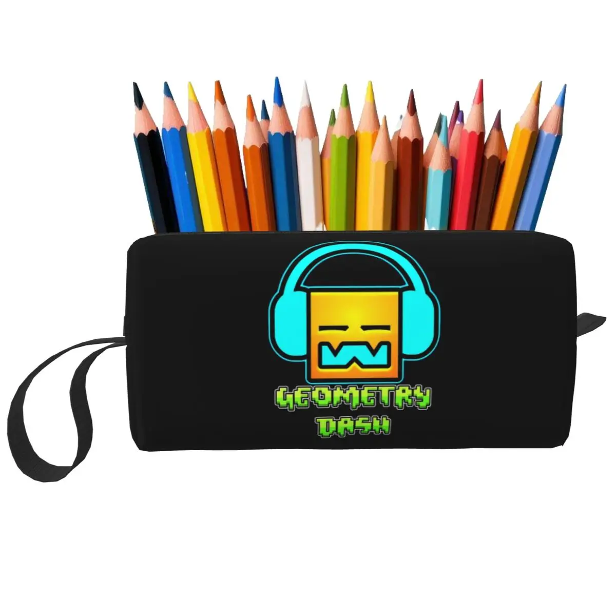 Geometry Dash Game Music Cute Geometric Pencil Case for Boys Girls Pen Box Pencil Bag Stationery Supplies Women Organizer Pouch
