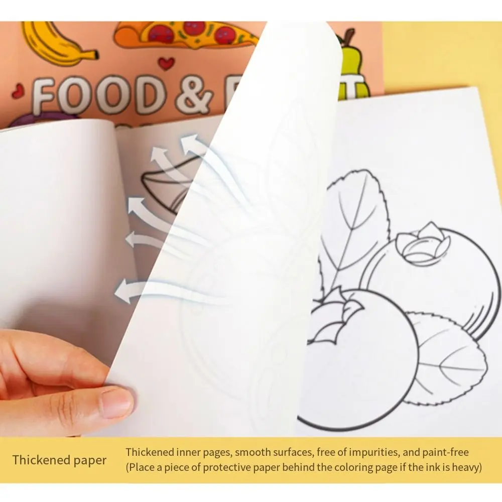 Mini Food Fruit Coloring Book Montessori Educational Gouache Graffiti Book Pocket Interesting Watercolor Painting Book