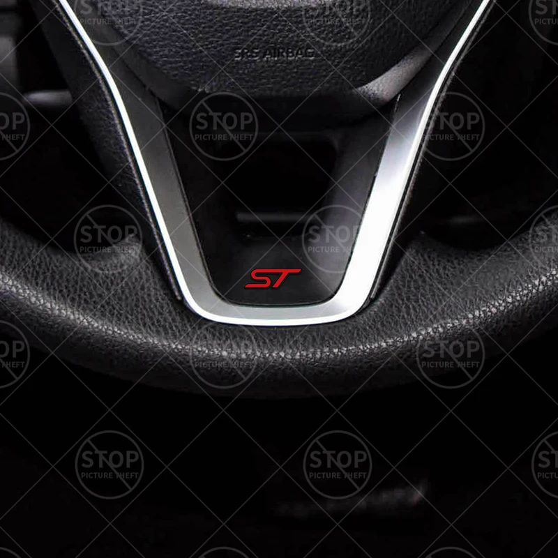ST Logo Car Interior Steering Wheel Sticker Center Console Decoration Badge For Ford ST Line Puma C-MAX Focus Mondeo Kuga Fiesta