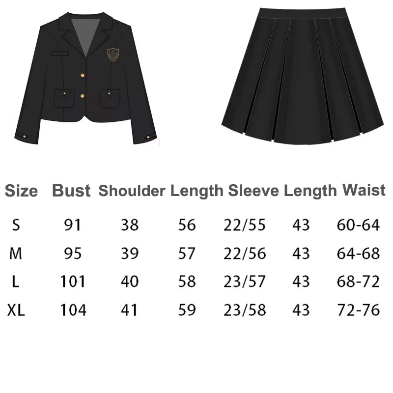 Middle High School Korean Seifuku Japanese Jk Uniform Black Blazer Suit School Clothes Girl Students Jacket Pleated Skirt Suit