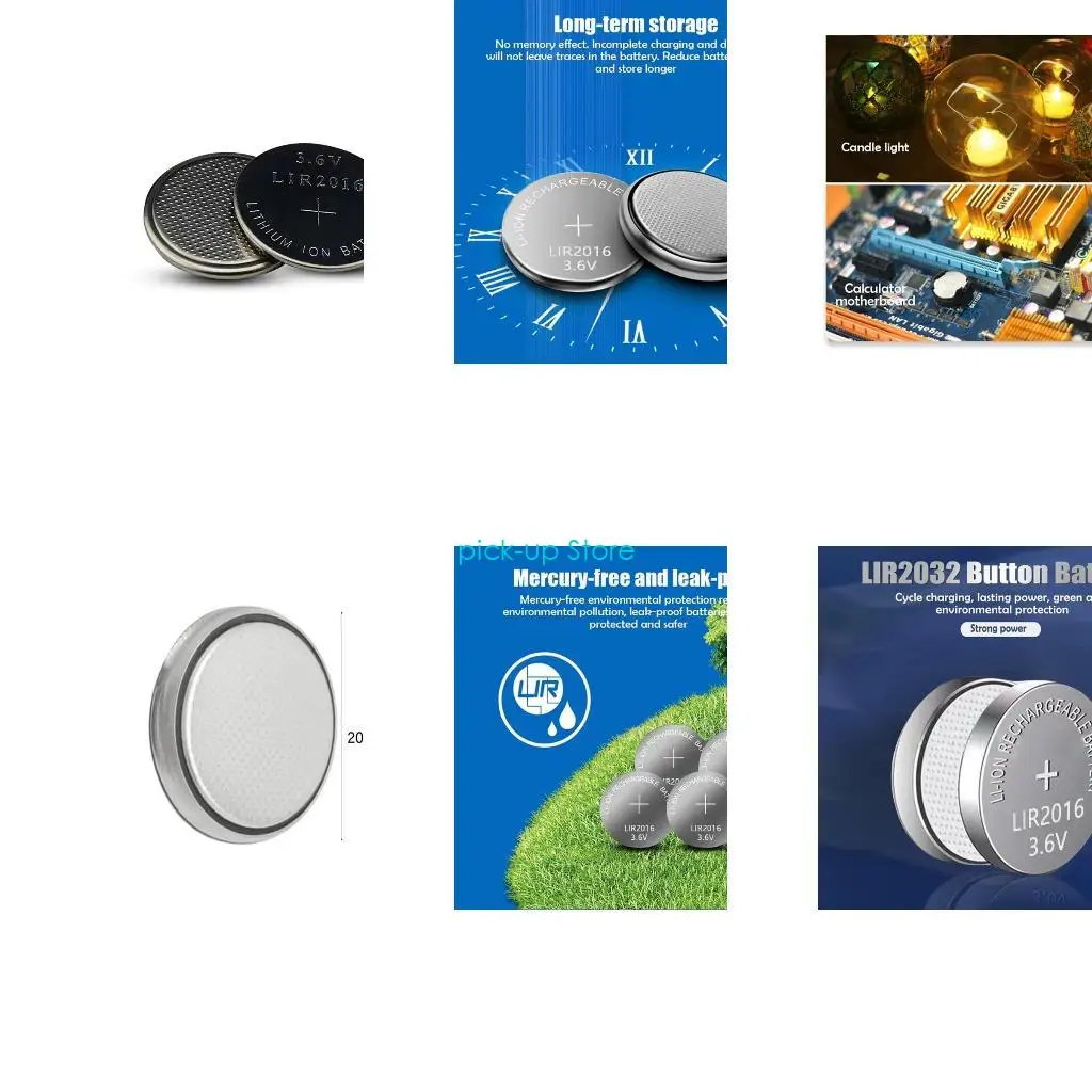Q5WA Pack of 3pcs LIR2016 Rechargeable Button Batteries 3.6V for Small Electronics