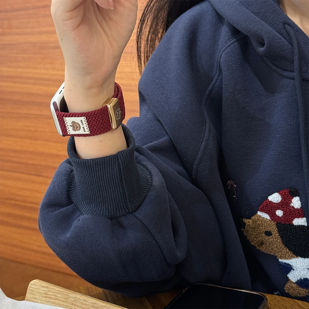 حزام حلقة من النايلون المضفر لساعة أبل 46 مللي متر 45 مللي متر 44 42 مللي متر 41 مللي متر 40 49 مللي متر سوار بإبزيم مغناطيسي Iwatch 10 9 8 7 6 5 Ultra