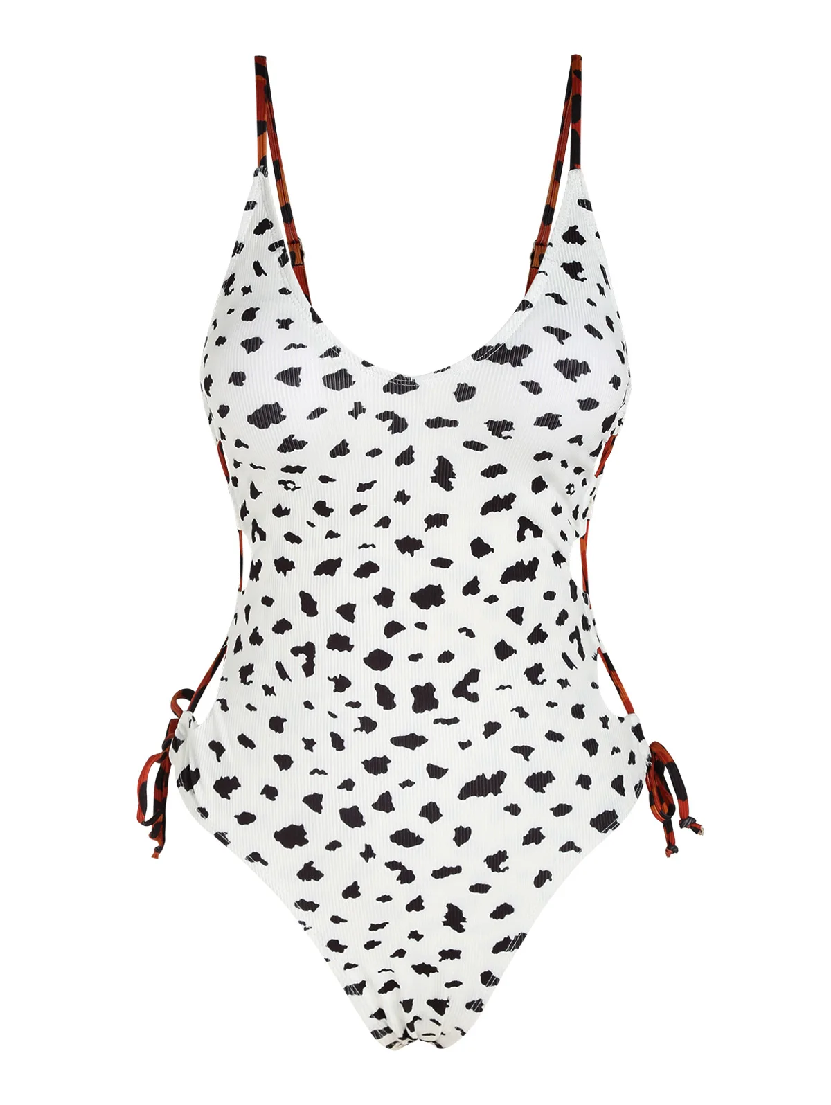 ZAFUL-Maillot de bain une pièce à lacets, lit en forme d'animal à pois