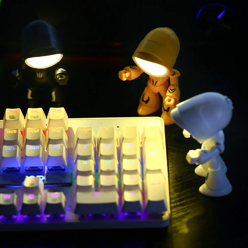 

Robot Table Lamp Mini PVC Battery Night Light for Bedroom Decorative Lamp Warm LED Desk Students Learning Light