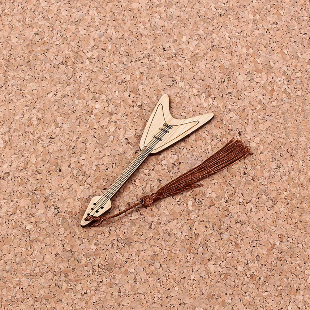 

Bamboo Bookmark Guitar Shape Unique Eco-Friendly Page Marker for Book Readers Students Graduation Gift Bamboo Bookmark
