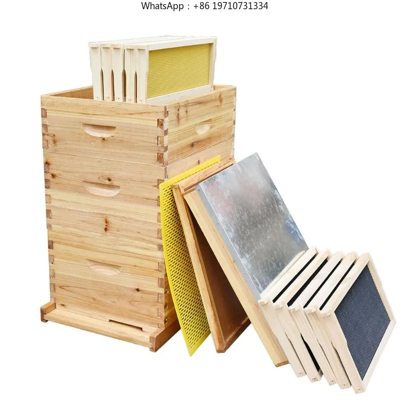 10-Frame Bee Hive Coated with Beeswax Includes Beehive Frames and Foundations Beekeeping Starter Kit