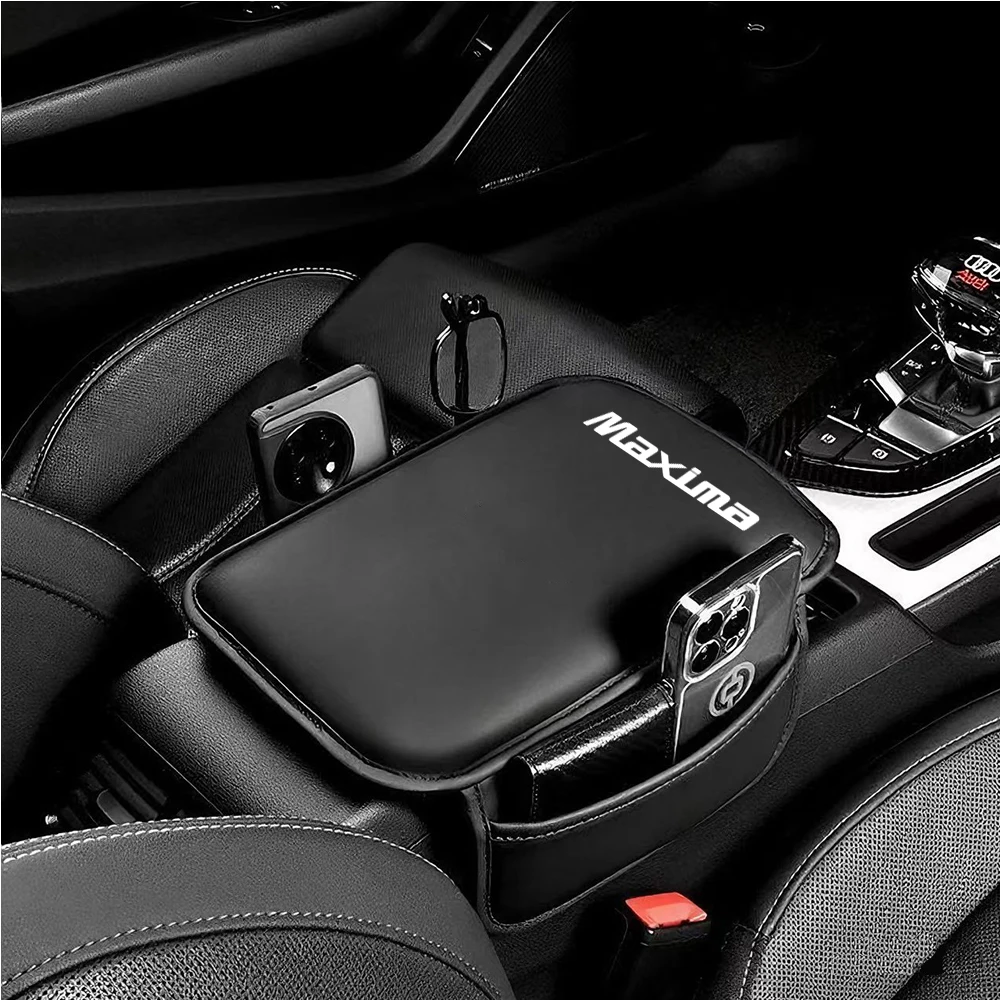 Auto Armlehne Pad mit Lagerung Tasche PU Leder Auto Ellenbogen Pad Auto Mittelkonsole Armlehne Box Für Nissan Maxima 2016 2017 2018