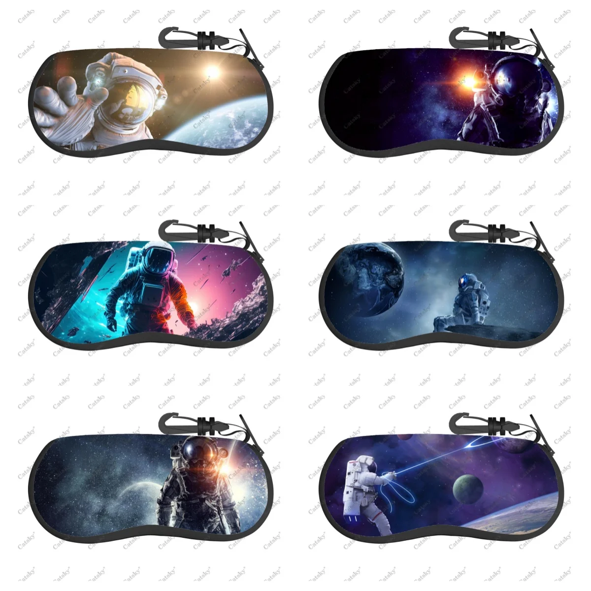 astronaut Glasses Case Zipper Travel Printed Soft Case Suitable for Storing Glasses Sunglasses Case