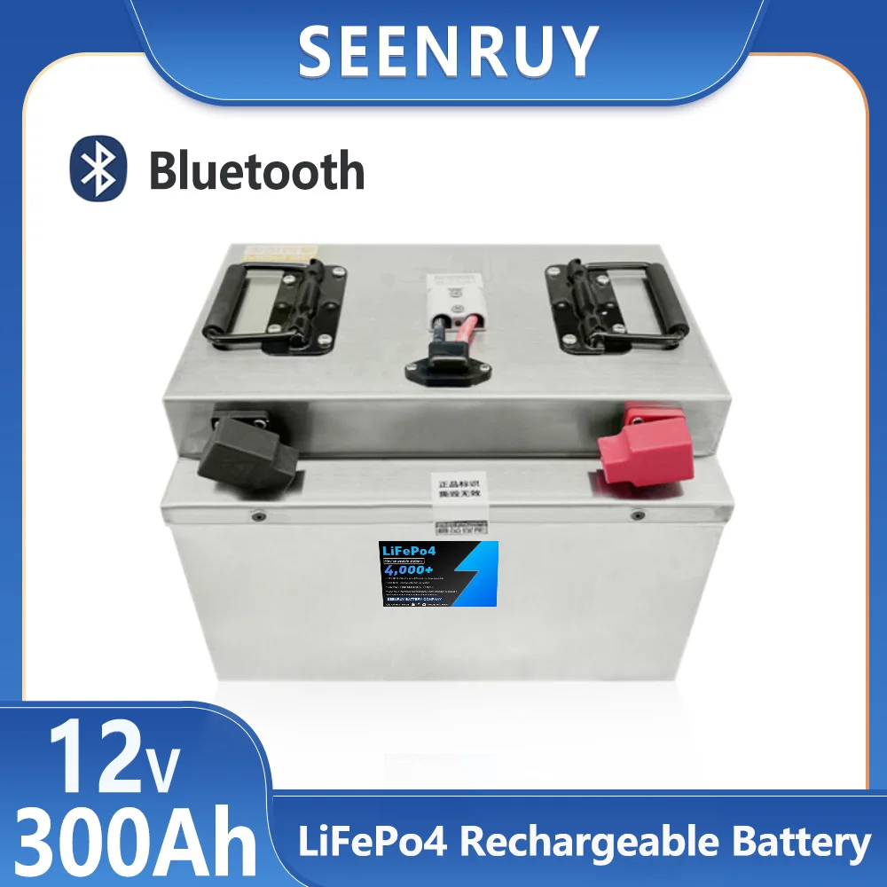 12V 300AH Large capacity Lifepo4 Rechargeable Battery Pack with BMS For Rv camping outdoor lighting mobile power + 20A charger