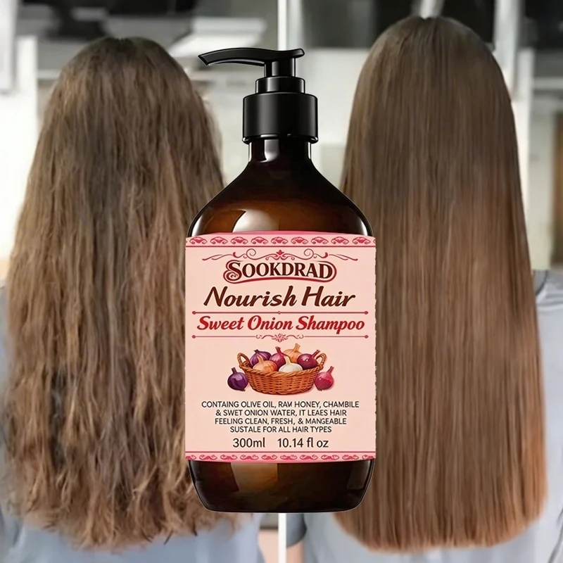 Natural Extract Sweet Onion Shampoo, Raw Honey Infused, Soft Smooth Hair, Suitable All Hair, 300ml Daily Wash