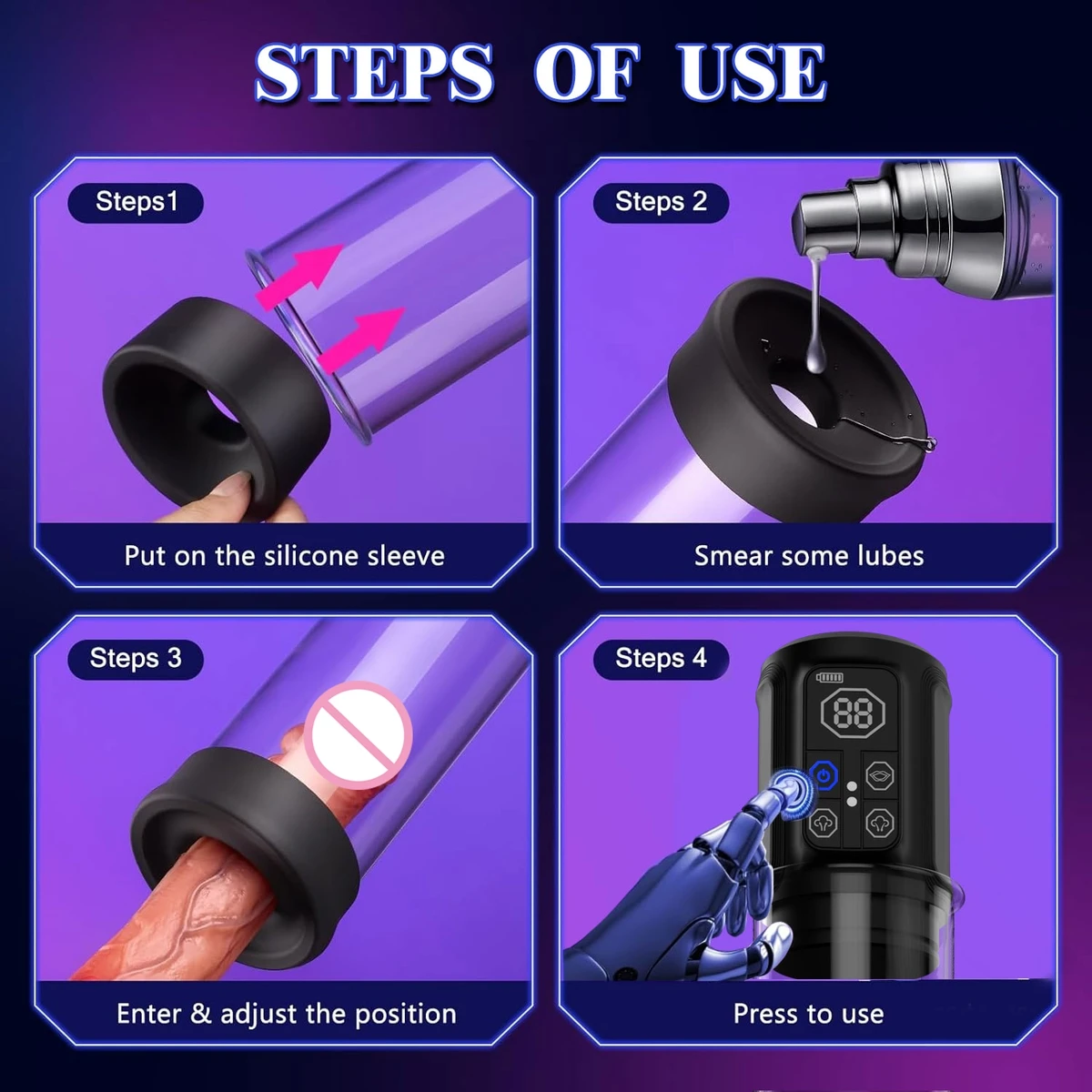 IPX5 مضخة القضيب المقاومة للماء مضخة تفريغ كهربائية ممتازة لتكبير متعة الرجال والصحة الحميمة مع 7 شفط وزارة الدفاع 18