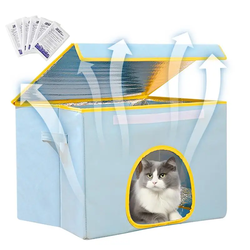 Cooling House For Cats Foldable Cat Air Conditioning 6 Ice Packs House Summer Cat Cooling Tool Nest Dog House For Cats And Dogs