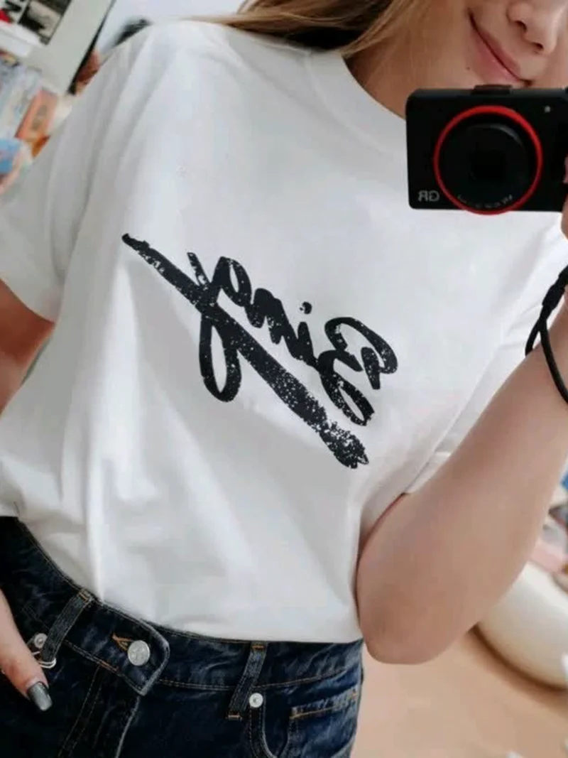 Short sleeved T-shirt for women's spring and summer comfortable casual letter logo printed white pure cotton sports shirt