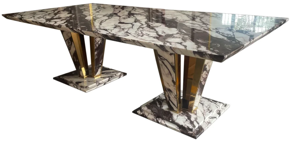 For European Luxury Style Premium Craft Dining Table Natural Stone Base Panel for Apartment & Villa for Workshop & Warehouse Use