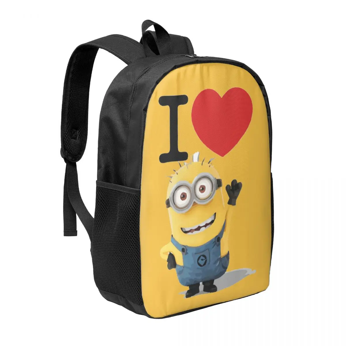 Custom I Love Minion Cartoon Backpack for Women Men School College Student Bookbag Fits 15 Inch Laptop Bags