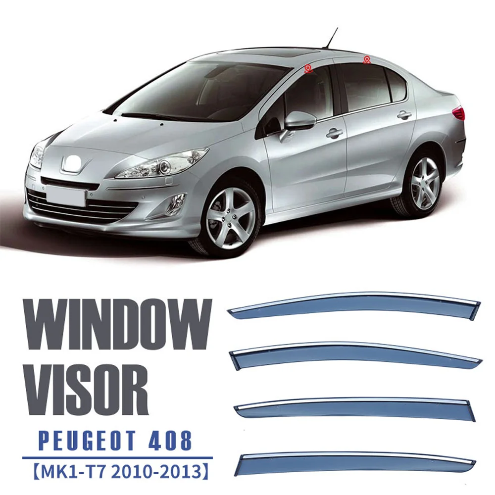 

Chrome Strips Rain Guards for PEUGEOT 408 2010-2013 Window Visor Wind Deflectors Door Visor Vent Shades Ventvisor