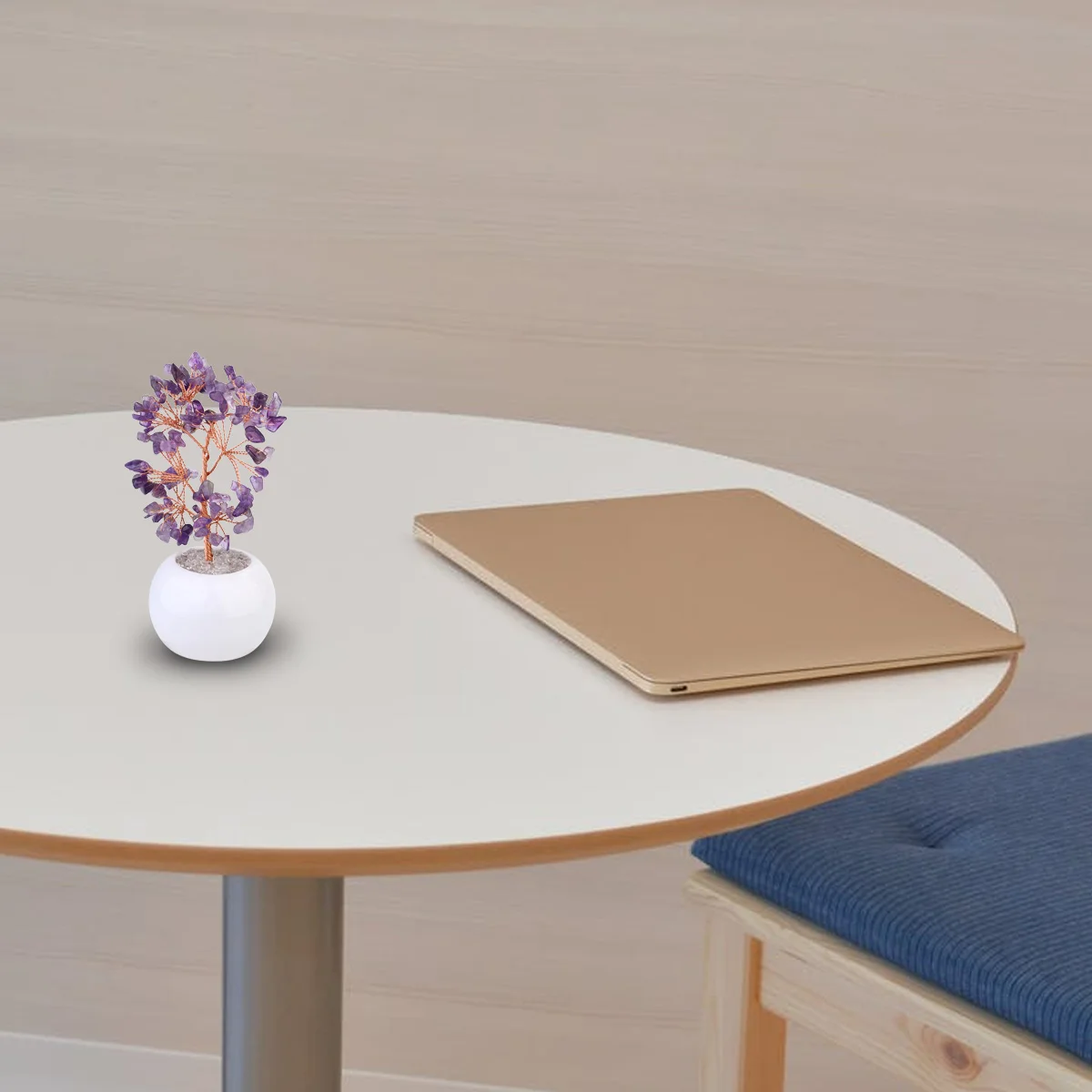 

Natural Crystal Fortune Money Tree Purple White Porcelain Pot Desktop Ornament Gifts Home Decor Wealth Attract