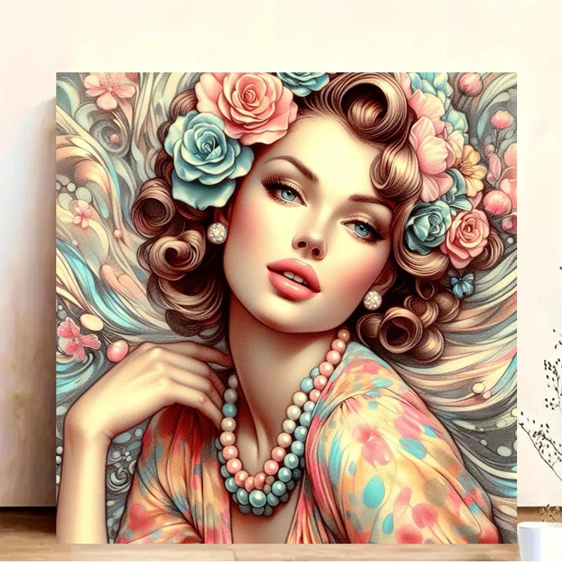 Sexy Flower Beauty 5D Diamond Painting Kit Full Square Round Diamond Art, DIY Craft Perfect for Living Room Decor Ideal Gift