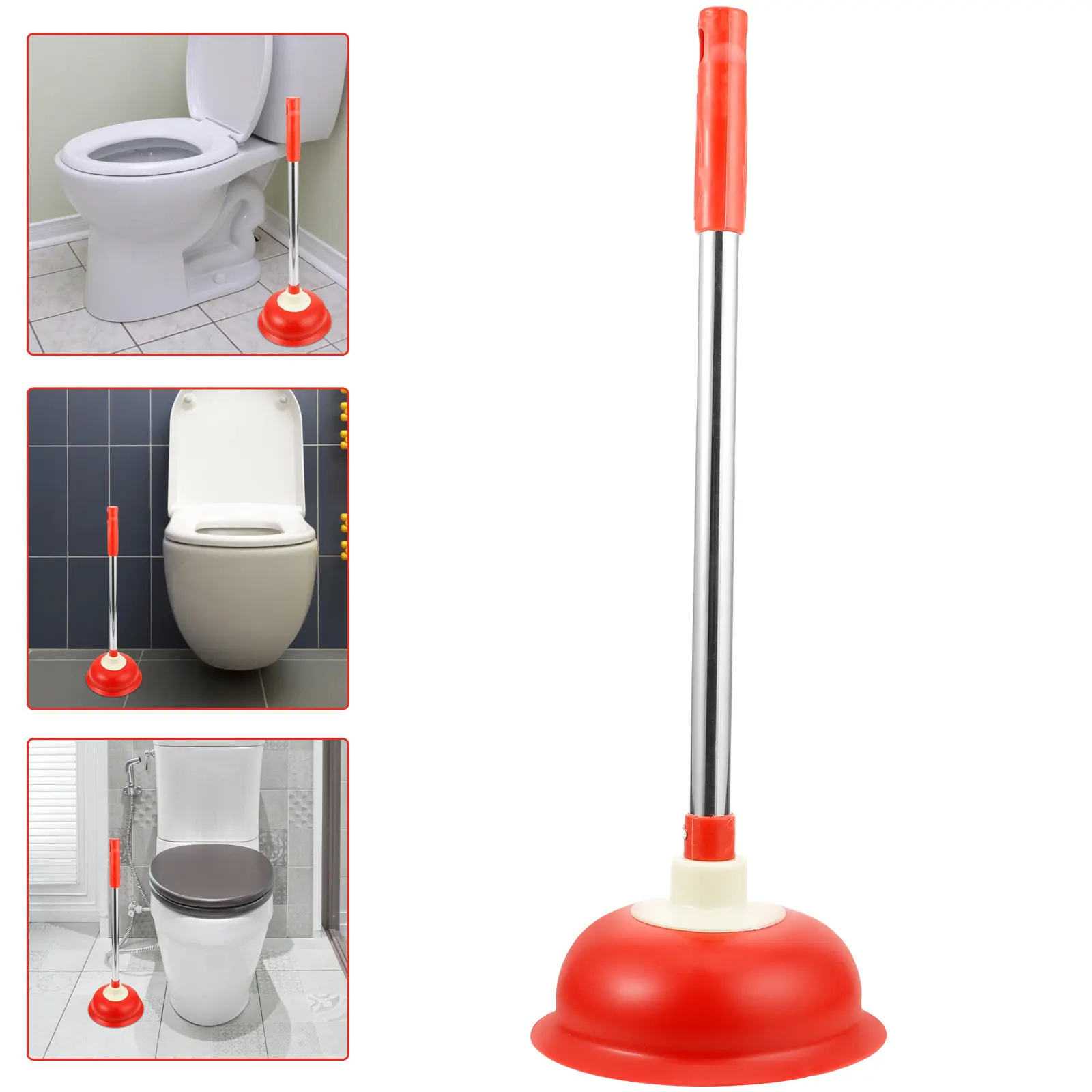 

Heavy Duty Rubber Resin Toilet Plunger for Bathroom Toilet Unclogging Efficient Drain Sink Shower Clog Remover Cleaning Tool