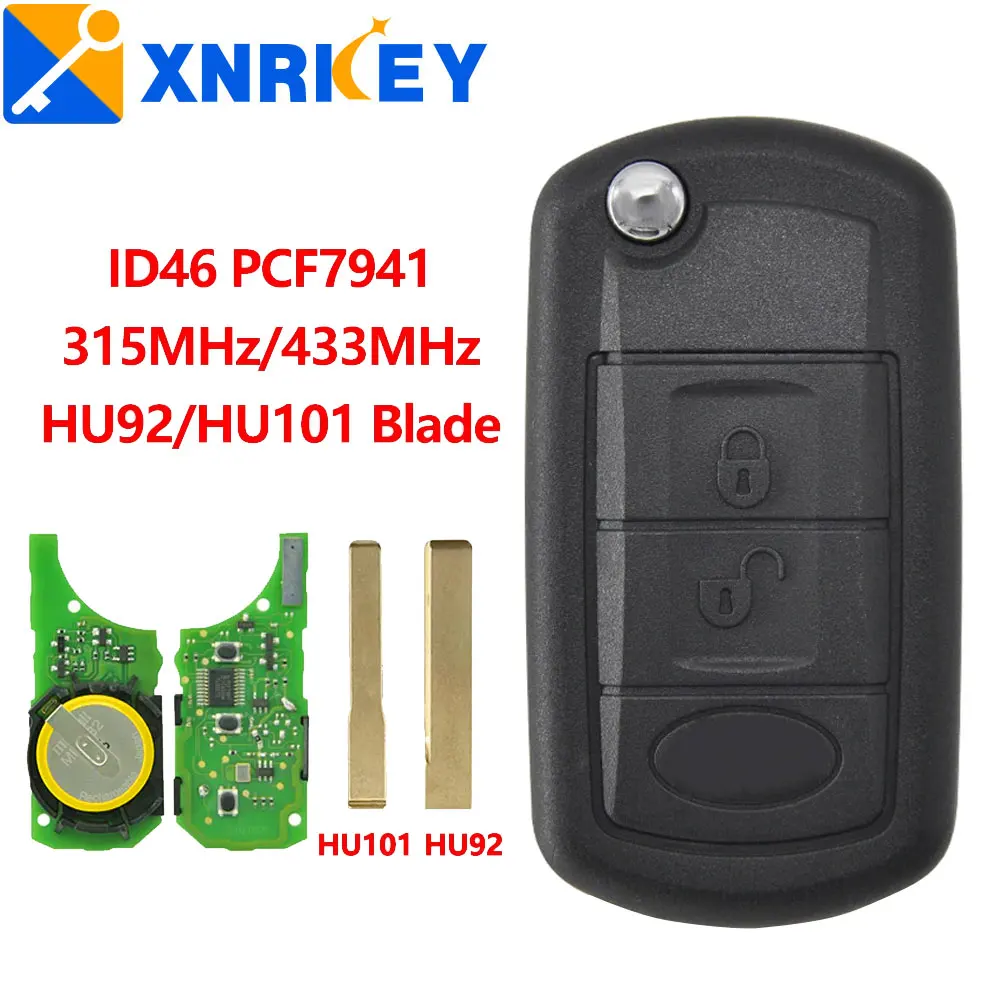 

XNRKEY 3Button Car Remote Key ID46/PCF7941Chip 315/433Mhz with HU101/HU92 Blade for Land Rover Range Rover LR3 Discovery NO LOGO