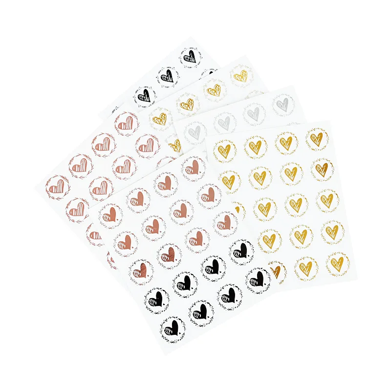 10sheets Bronzing Transparent Sealing Sticker Love Heart Round Gold Silver Black Envelop Candy Bag Lables for Baking Gift DIY