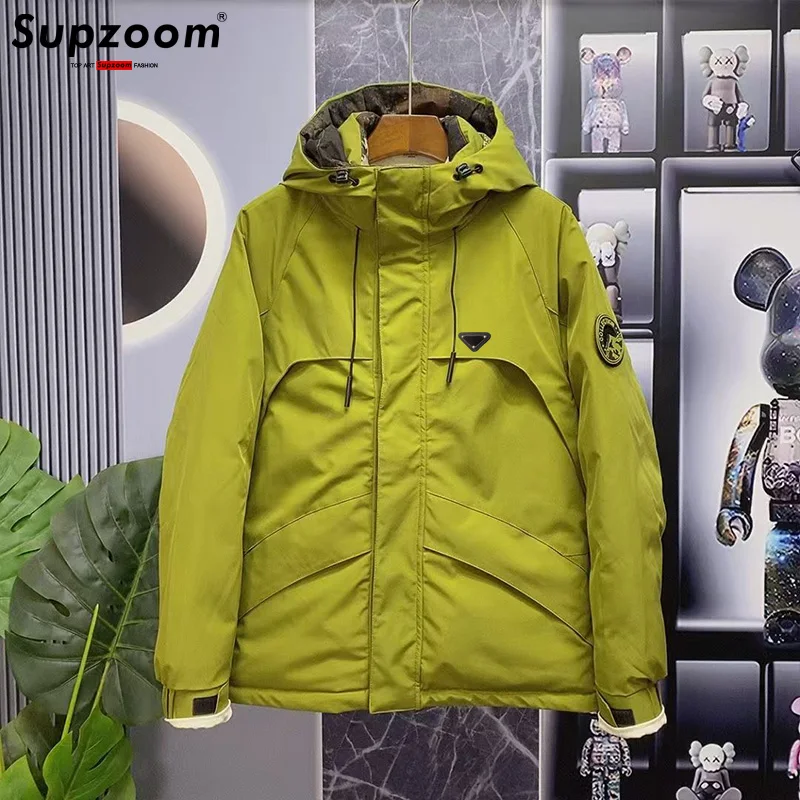 

Supzoom Новое поступление, повседневные мужские зимние модные костюмы с вышивкой и капюшоном на хлопковой подкладке, пара курток и пальто на хлопковой подкладке